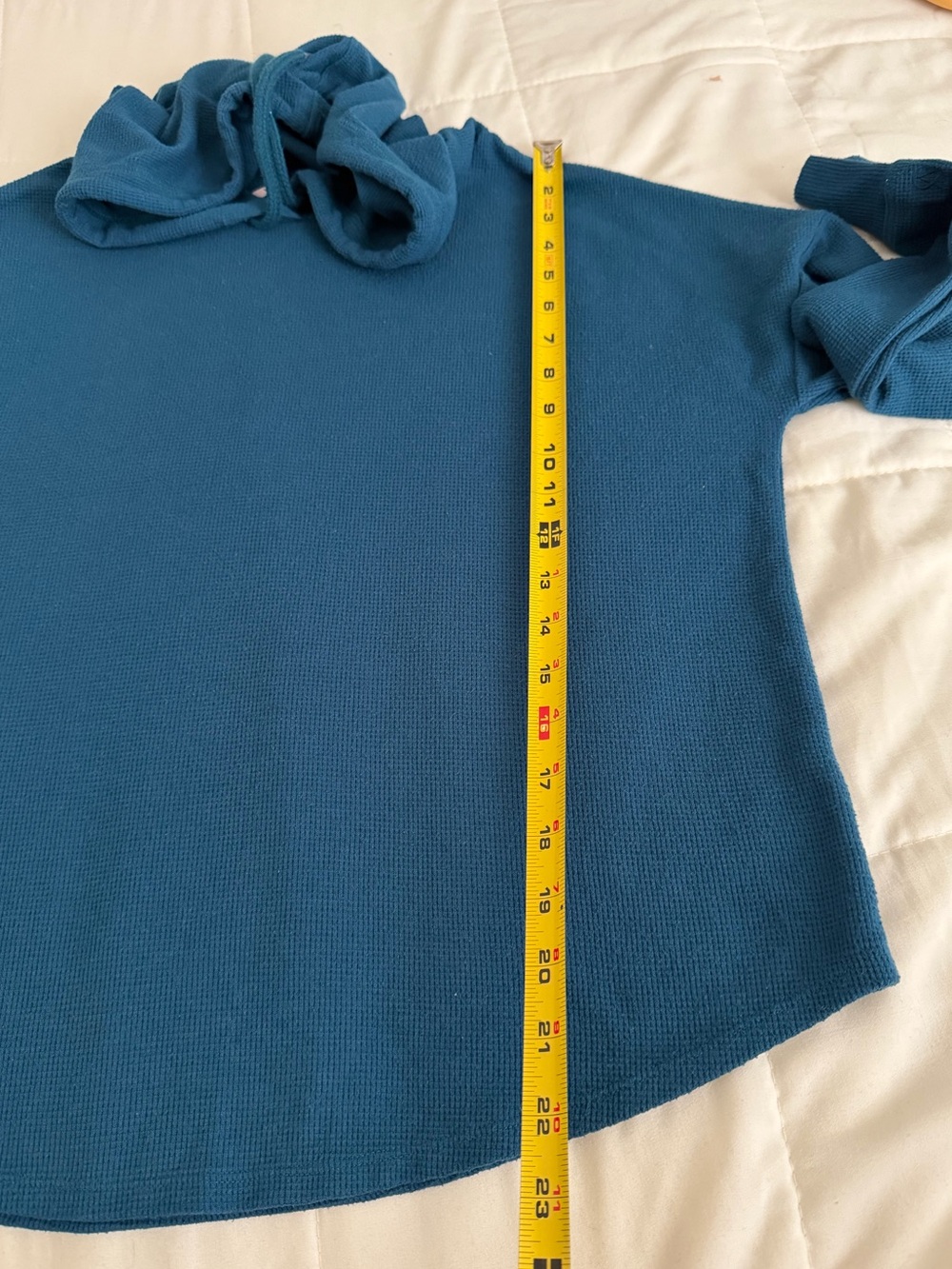 Victoria's Secret Teal Waffle-Knit Hooded Pullover - Picture 3 of 7
